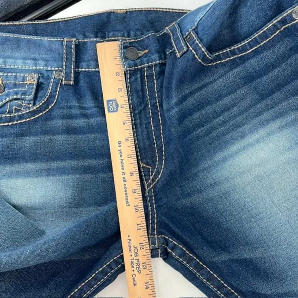 True Religion Ricky Flap Big T Relaxed Straight Denim Jeans Mens 42 100% Cotton